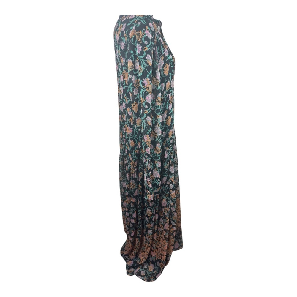 Free People Black Floral Maxi Dress with Green and Rust Accents - Picture 6 of 10